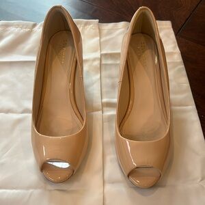 Cole Haan nude leather wedges